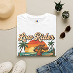 Low Rider Cruise Dog T-Shirt — Retro Palm Sunset Graphic Tee