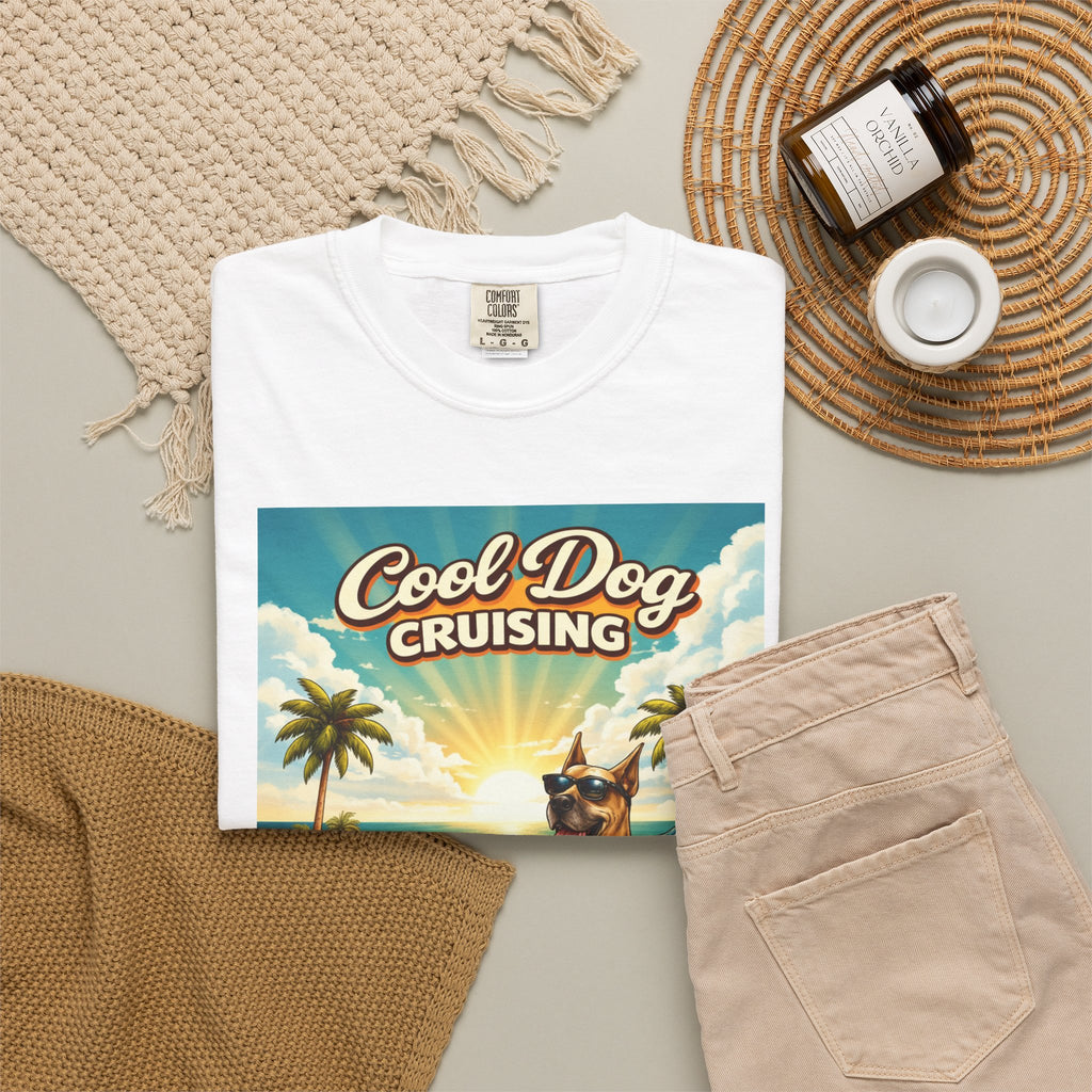 Cool Dog Cruising T-Shirt — Vintage Retro Beach Car Design Limited Edition