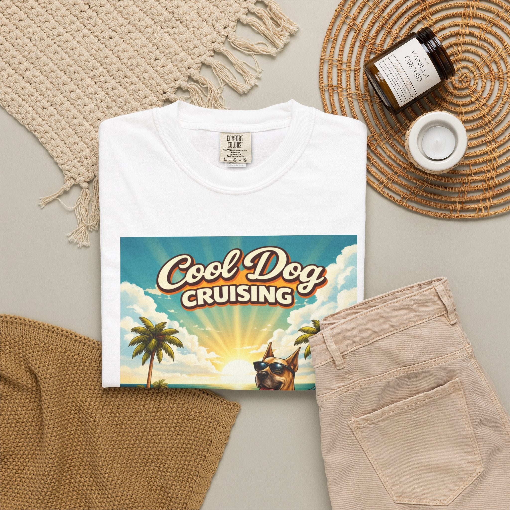 Cool Dog Cruising T-Shirt — Vintage Retro Beach Car Design Limited Edition