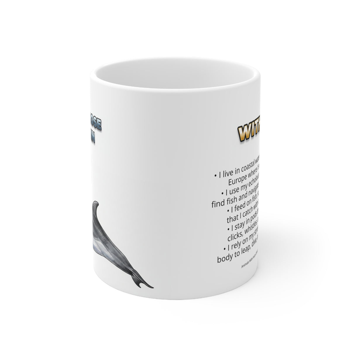 Bottlenose Dolphin Coffee Mug – 11oz Ceramic Mug for Animals With Facts Series 3 Gifts