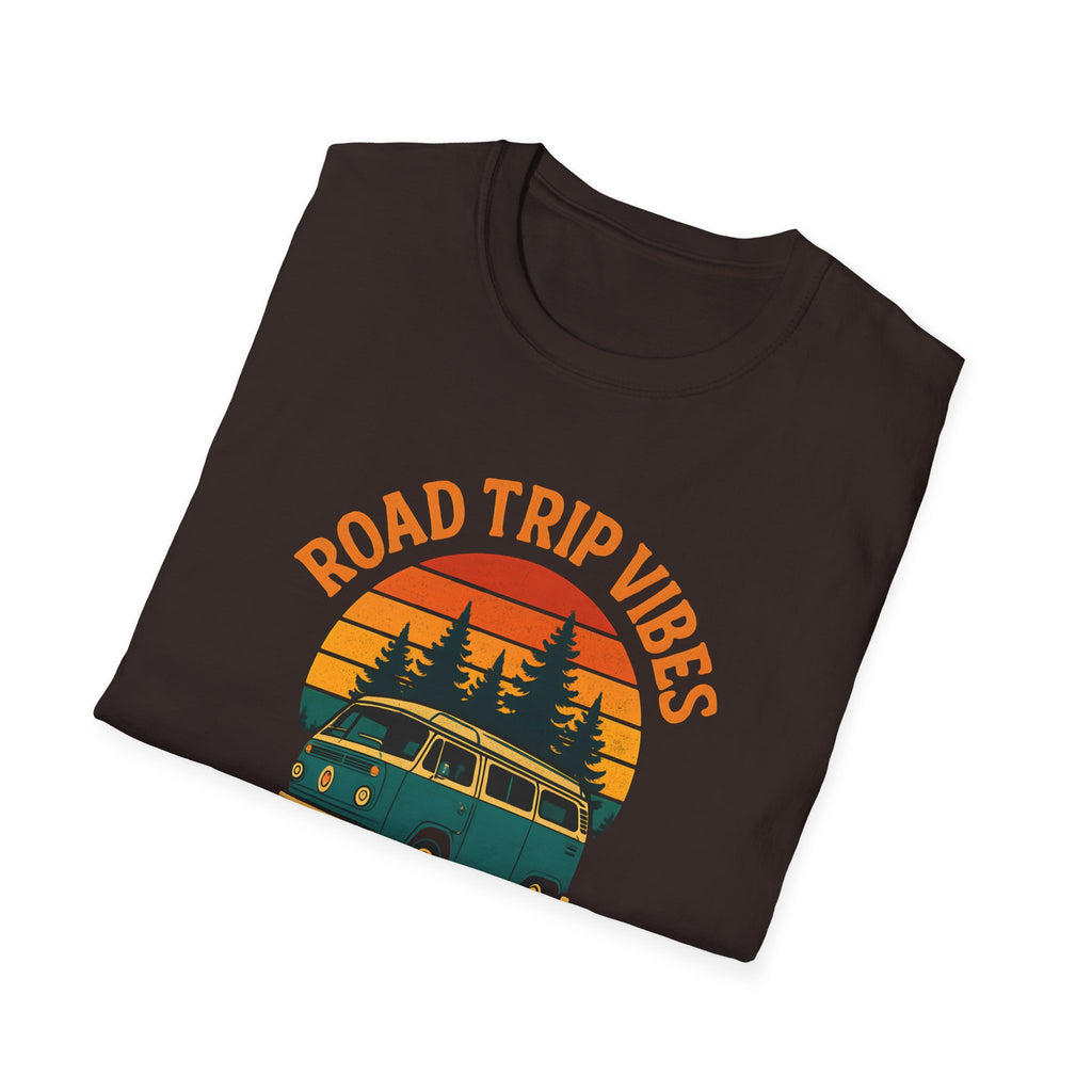 Road Trip Vibes T-Shirt — Retro Van Sunset Graphic