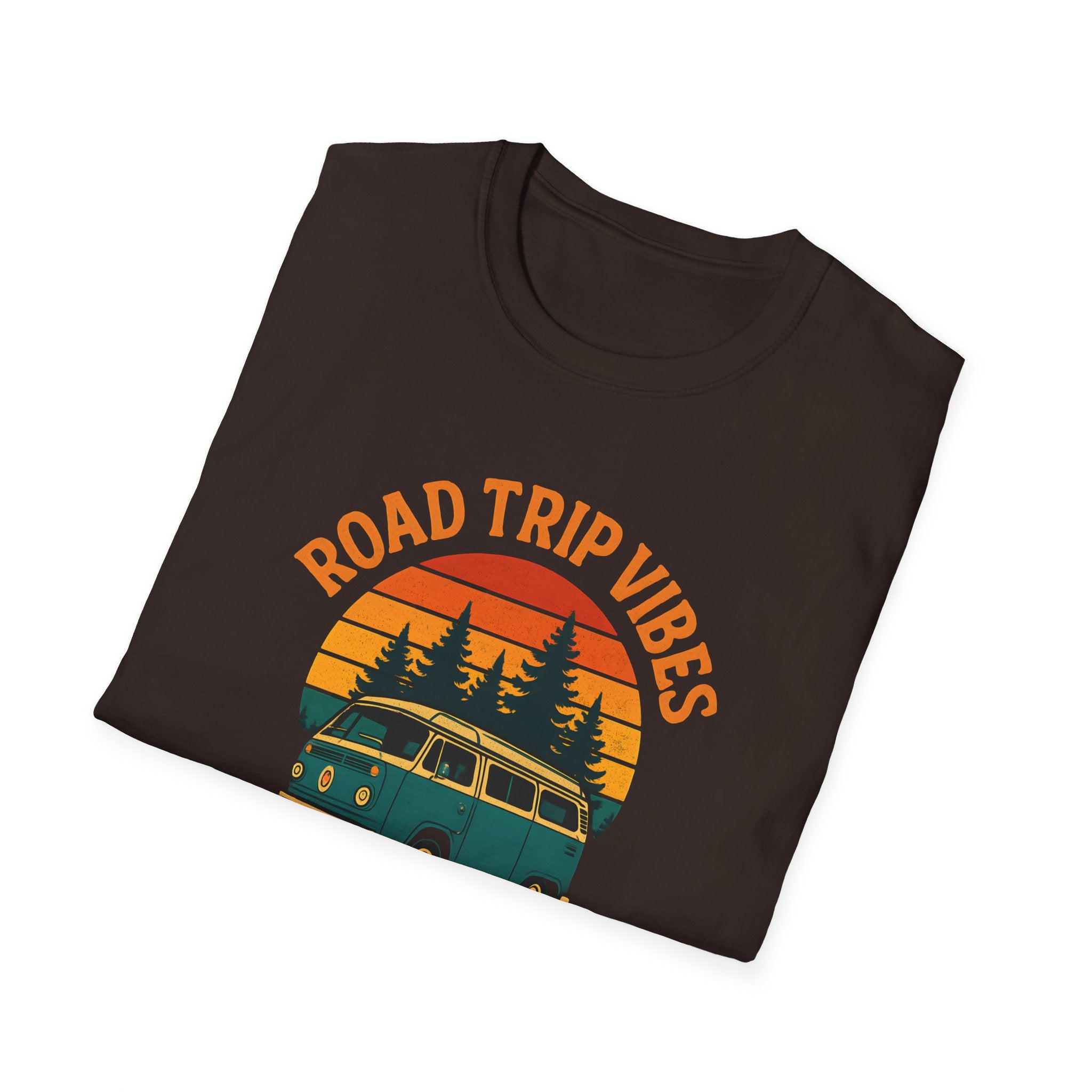 Road Trip Vibes T-Shirt — Retro Van Sunset Graphic