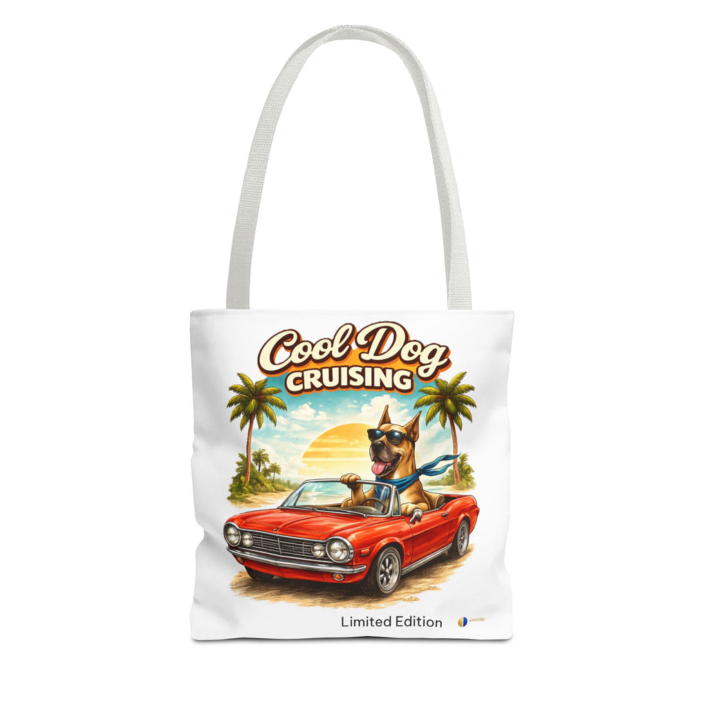 Cool Dog Cruising Tote Bag — Retro Convertible Beach Dog Beach Tote