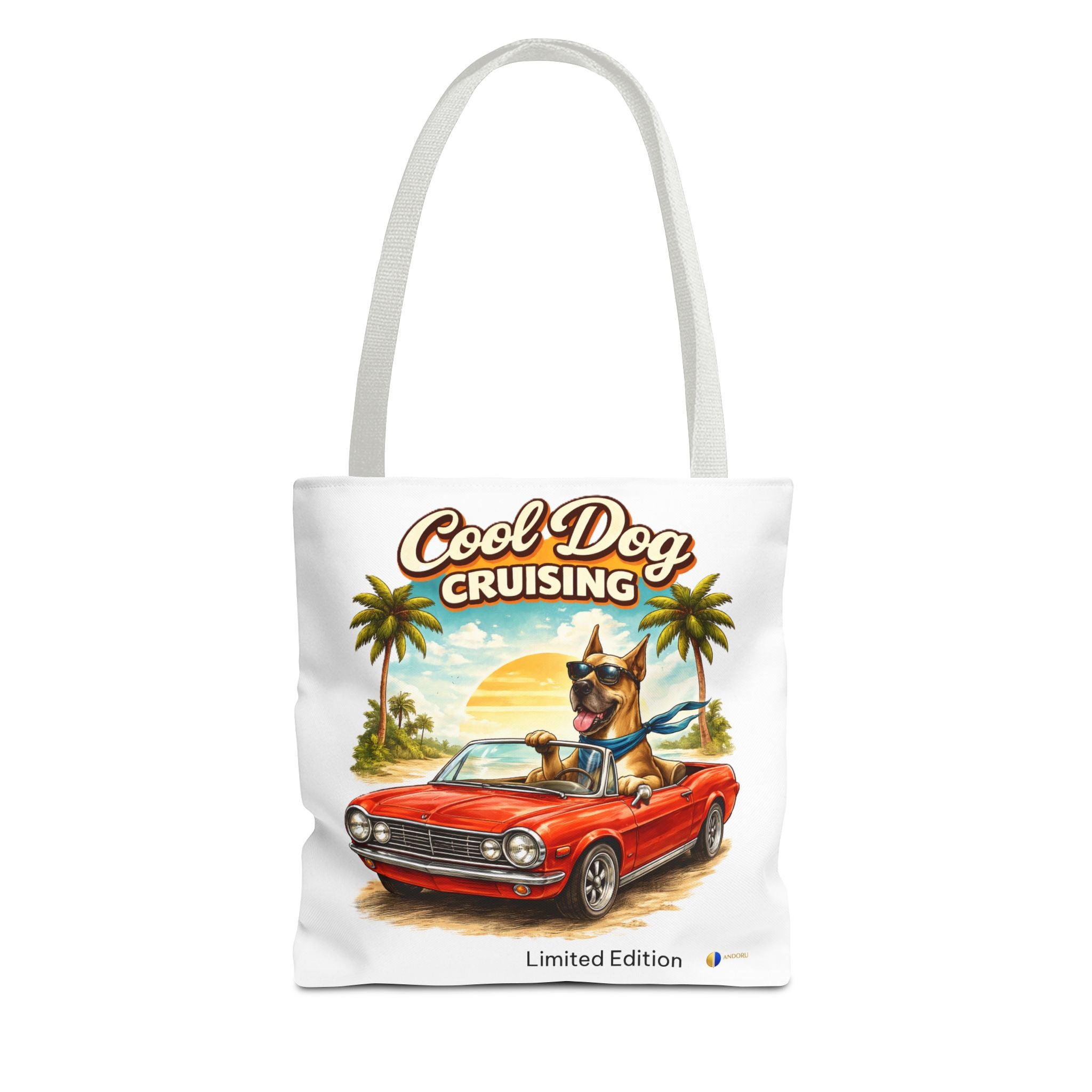 Cool Dog Cruising Tote Bag — Retro Convertible Beach Dog Beach Tote