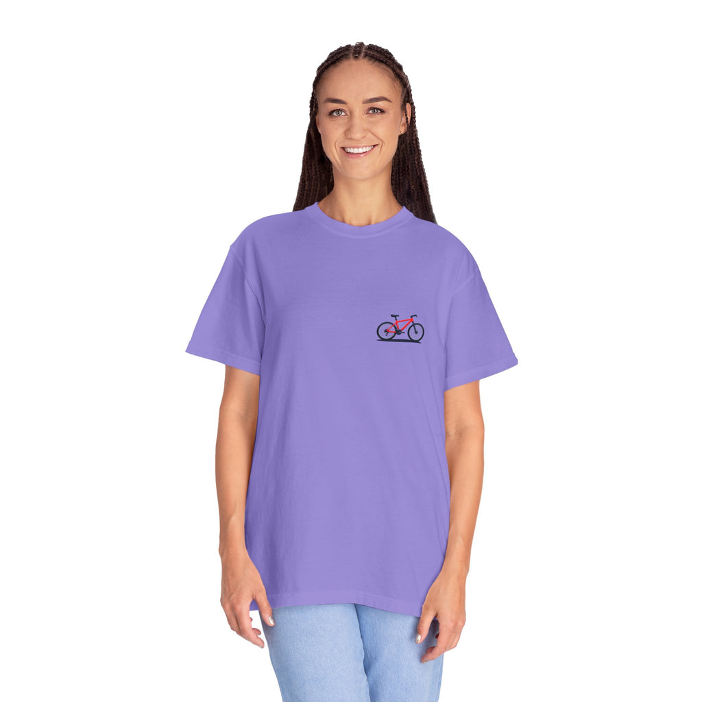 Minimal Pink Bicycle Chest Print T-Shirt — Casual Cycling Graphic Tee