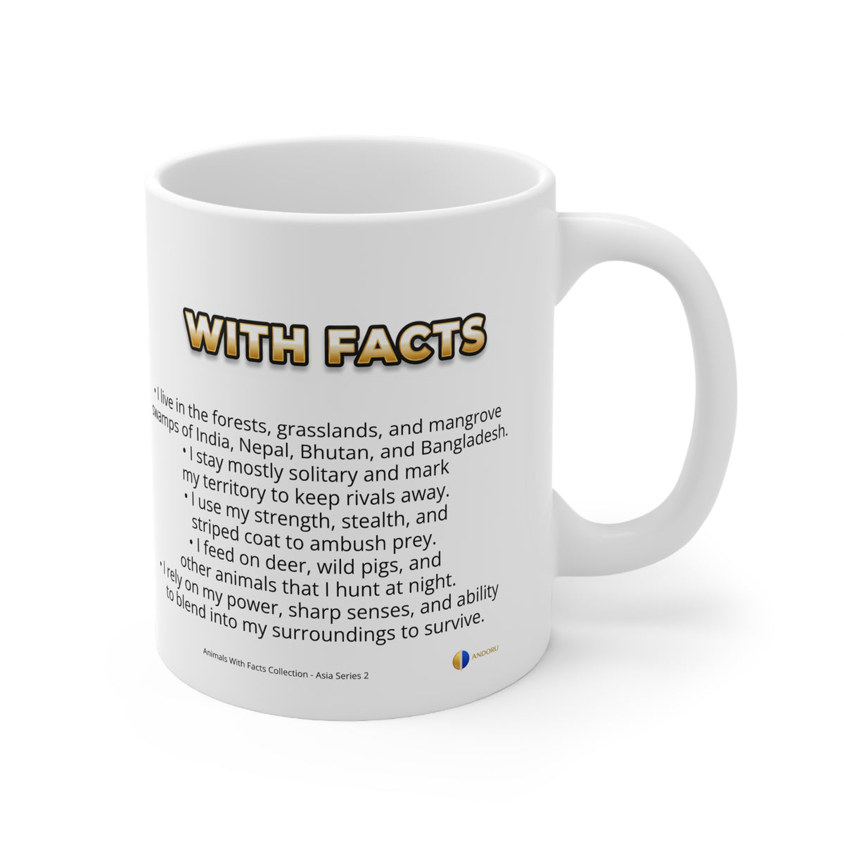 Bengal Tiger Coffee Mug – 11oz Ceramic Mug for Animals With Facts Series 2 Gifts