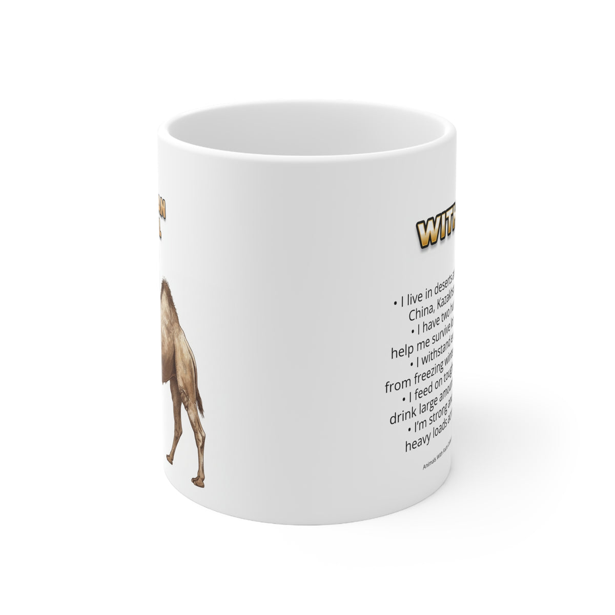 Bactrian Camel Coffee Mug – 11oz Ceramic Mug for Animals With Facts Series 2 Gifts