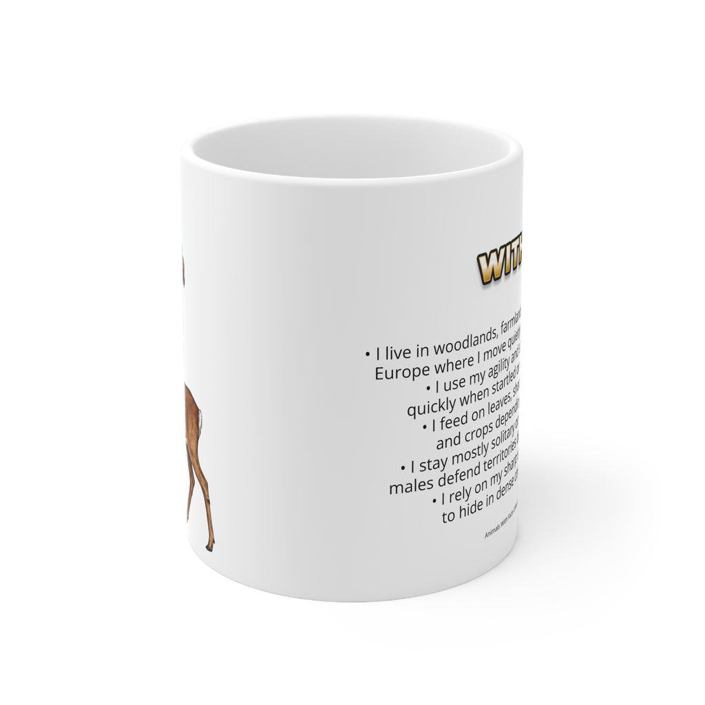 Roe Deer Coffee Mug – 11oz Ceramic Mug for Animals With Facts Series 3 Gifts