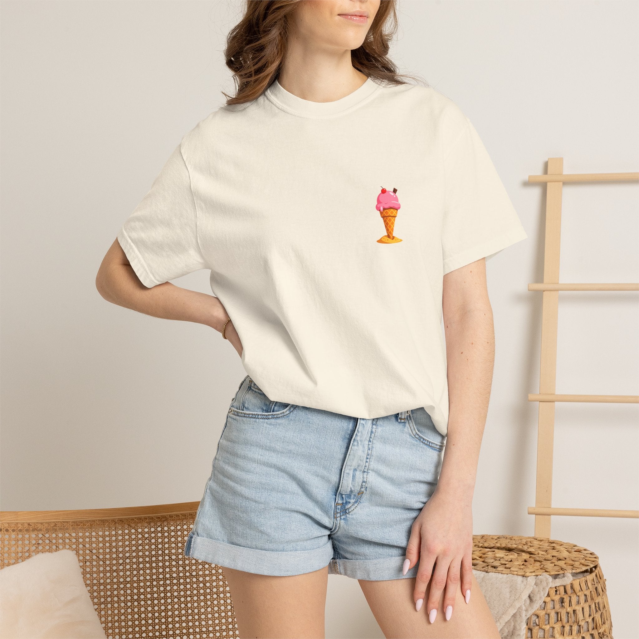 Ice Cream Cone Graphic T-Shirt — Cute Pink Sundae Tee