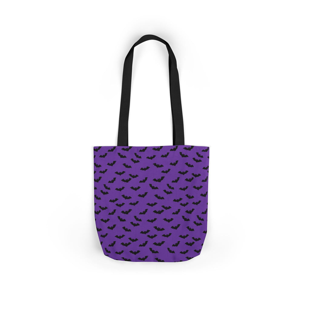 Halloween Purple Black Bat Pattern Canvas Tote Bag