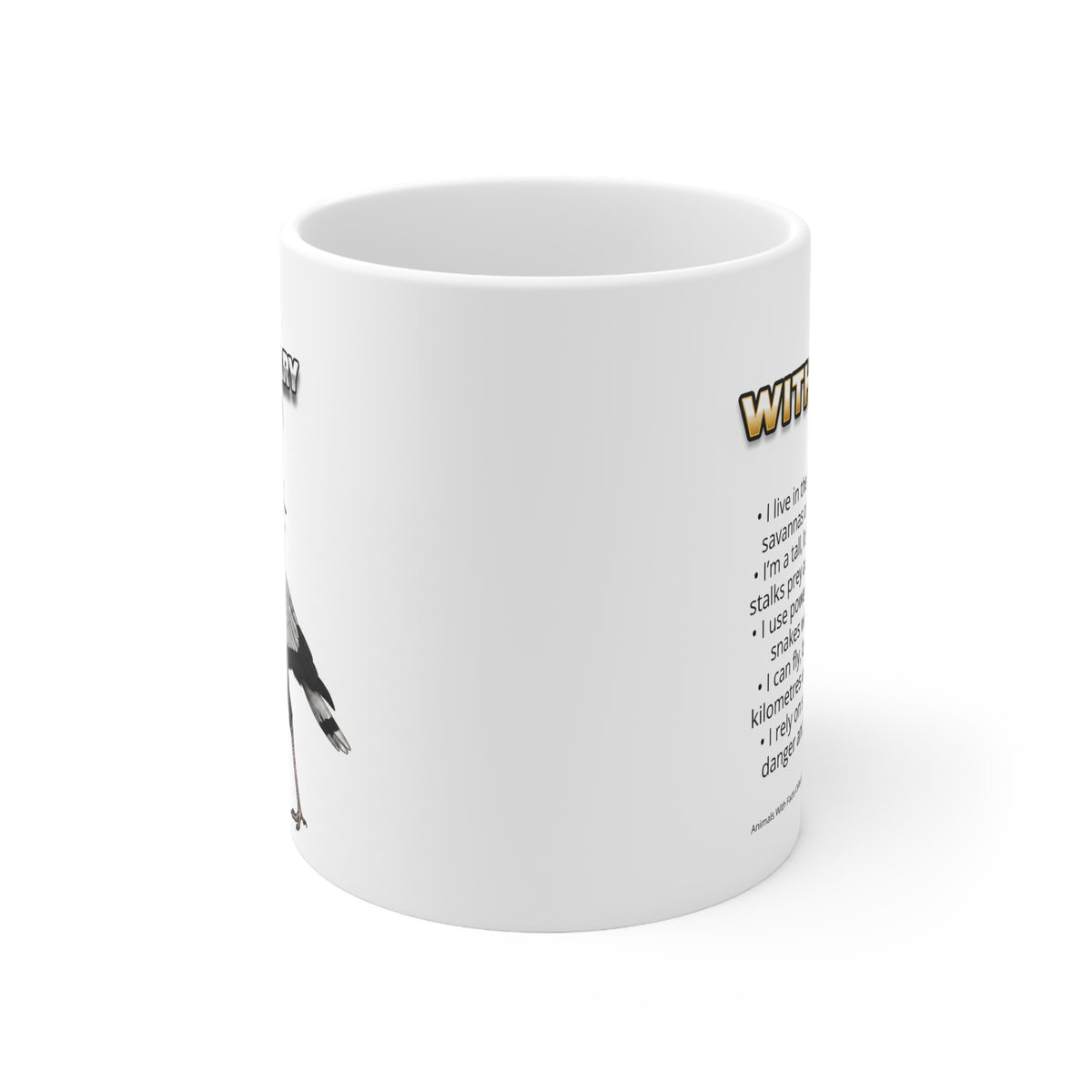 Secretary Bird Coffee Mug – 11oz Ceramic Mug for Animals With Facts Series 1 Gifts