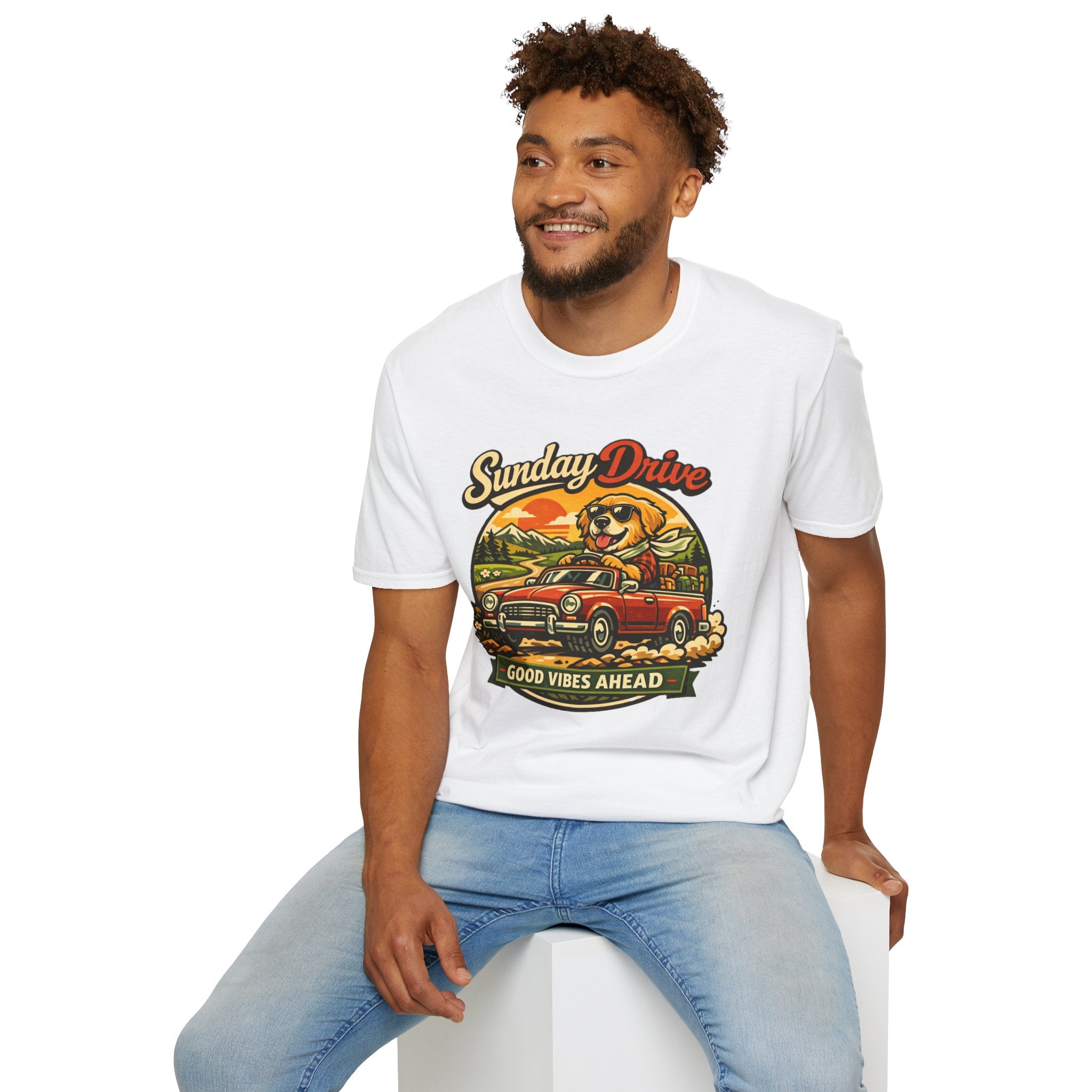 Sunday Drive Tee — Good Vibes Ahead Vintage Road Trip T-Shirt