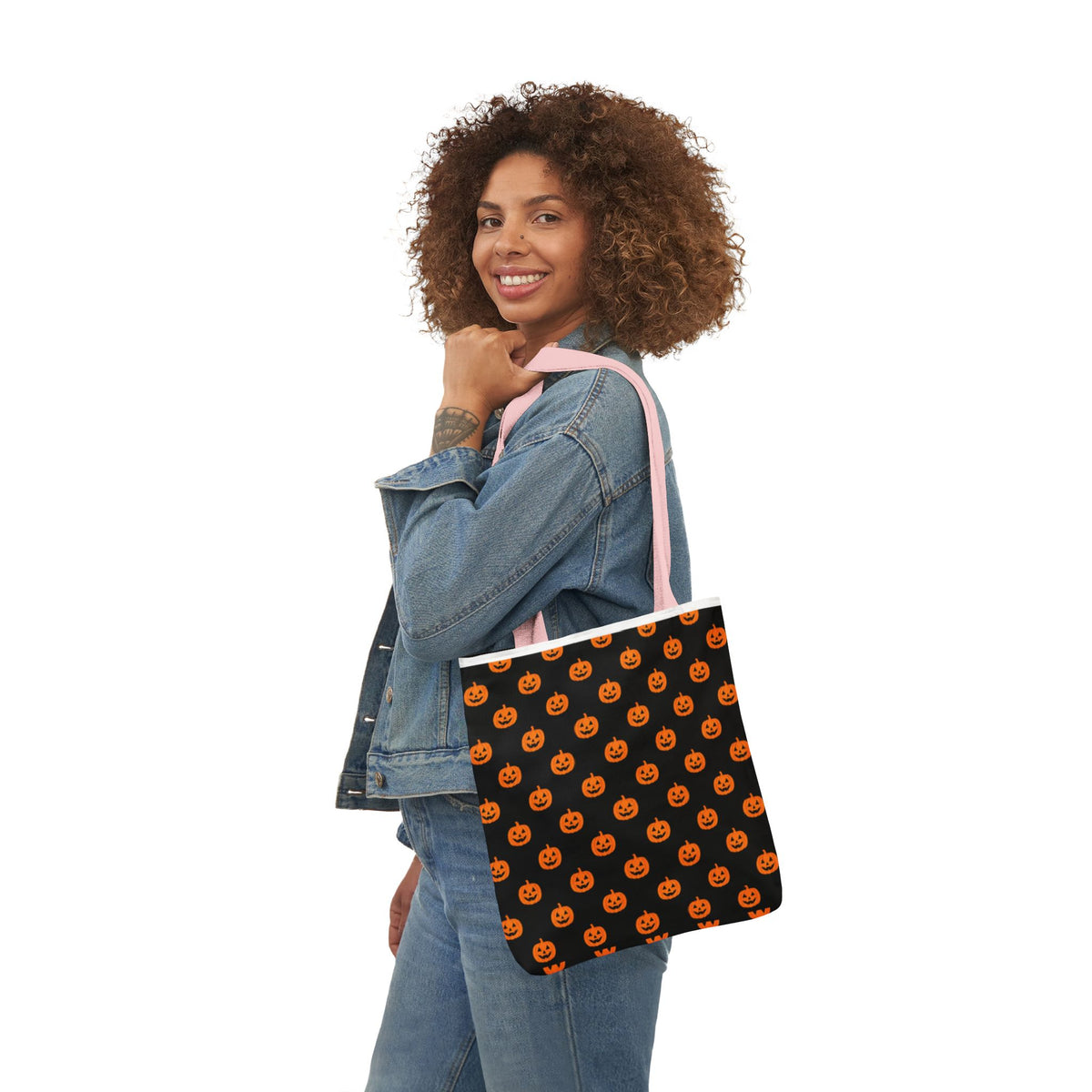 Halloween Pumpkin Black Pattern Canvas Tote Bag