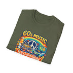 60s Music T-Shirt — Retro Peace & Love Vintage Radio Design