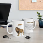 African Lion Coffee Mug – 11oz Ceramic Mug for Animals With Facts Series 1 Gifts