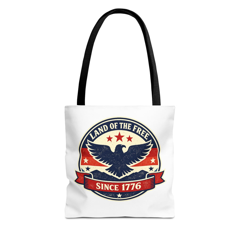 Patriotic Eagle Tote Bag - "Land of the Free Since 1776" Americana Canvas Tote
