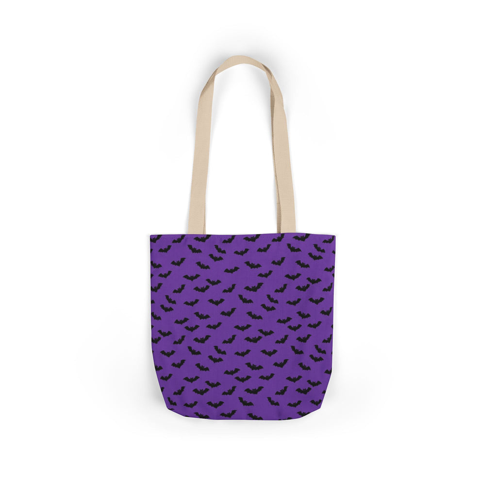 Halloween Purple Black Bat Pattern Canvas Tote Bag