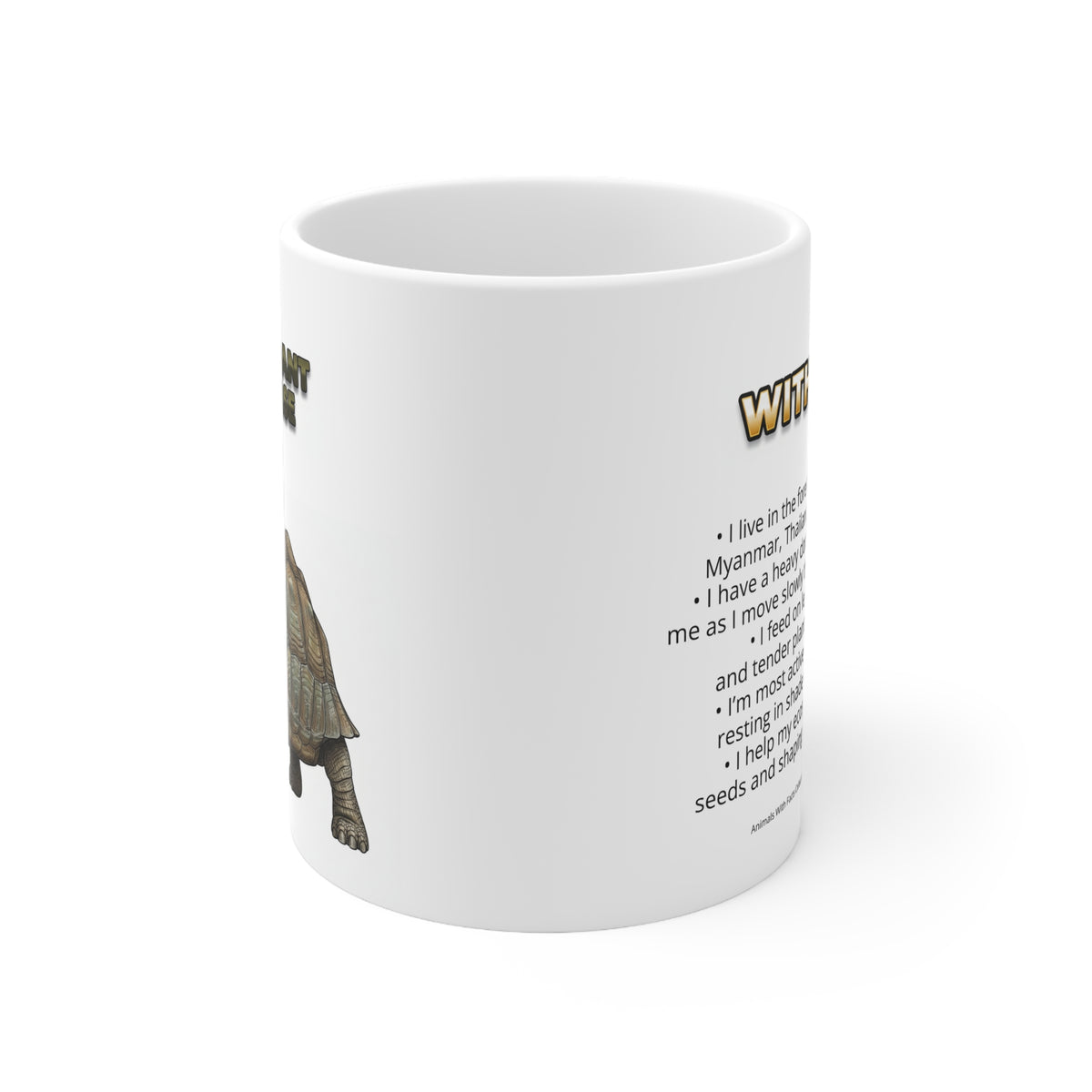 Asian Giant Tortoise Coffee Mug – 11oz Ceramic Mug for Animals With Facts Series 1 Gifts