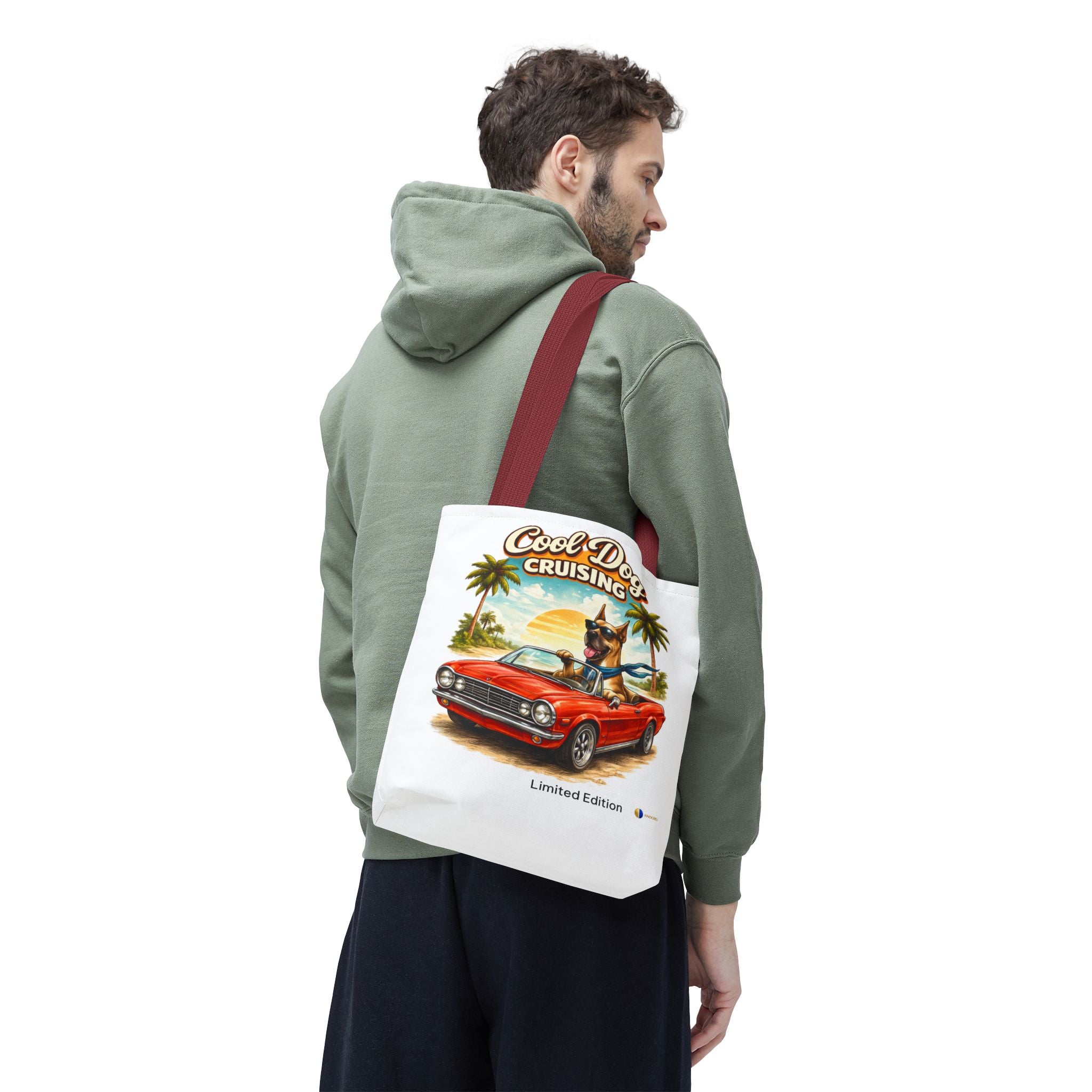Cool Dog Cruising Tote Bag — Retro Convertible Beach Dog Beach Tote