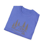 Camping Tent Tee — Minimal Lakeside Campfire Graphic T-Shirt