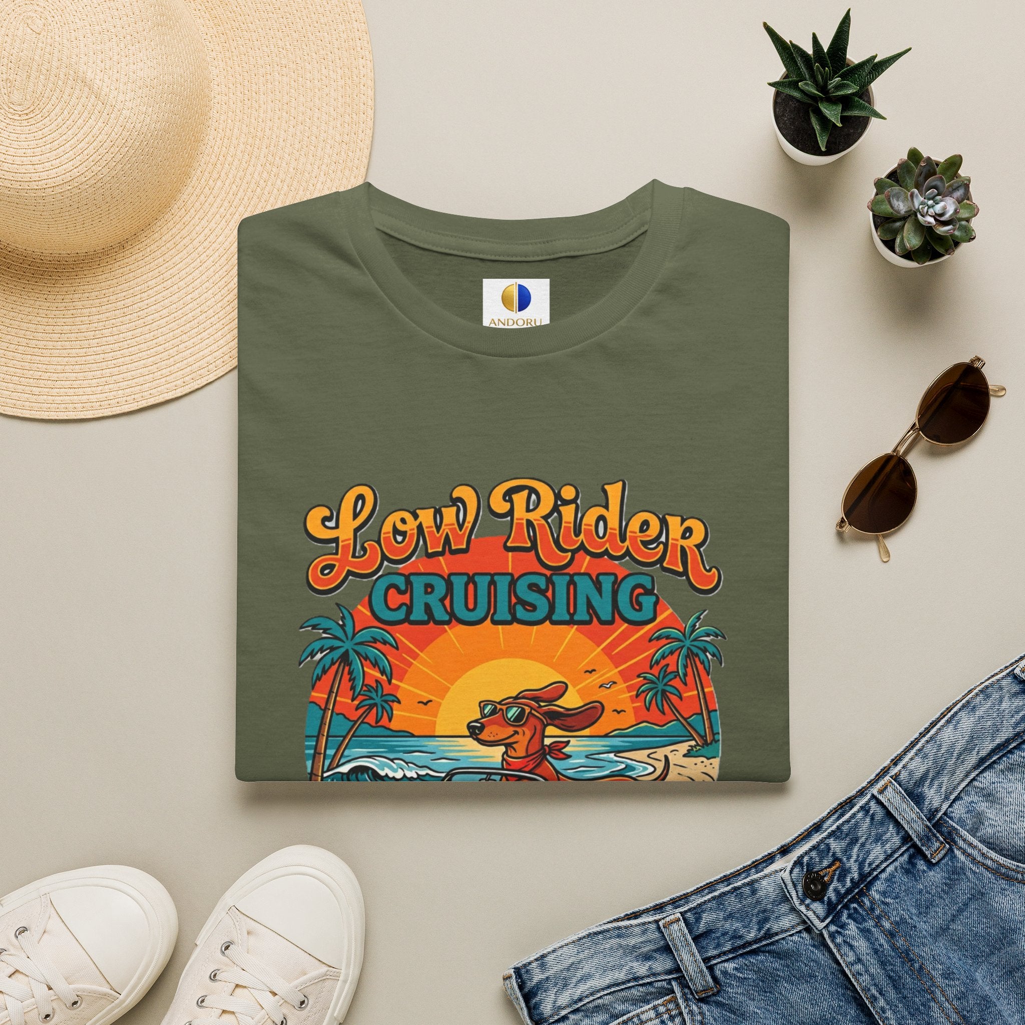 Low Rider Cruising T-Shirt — Retro Beach Car Sunset Tee