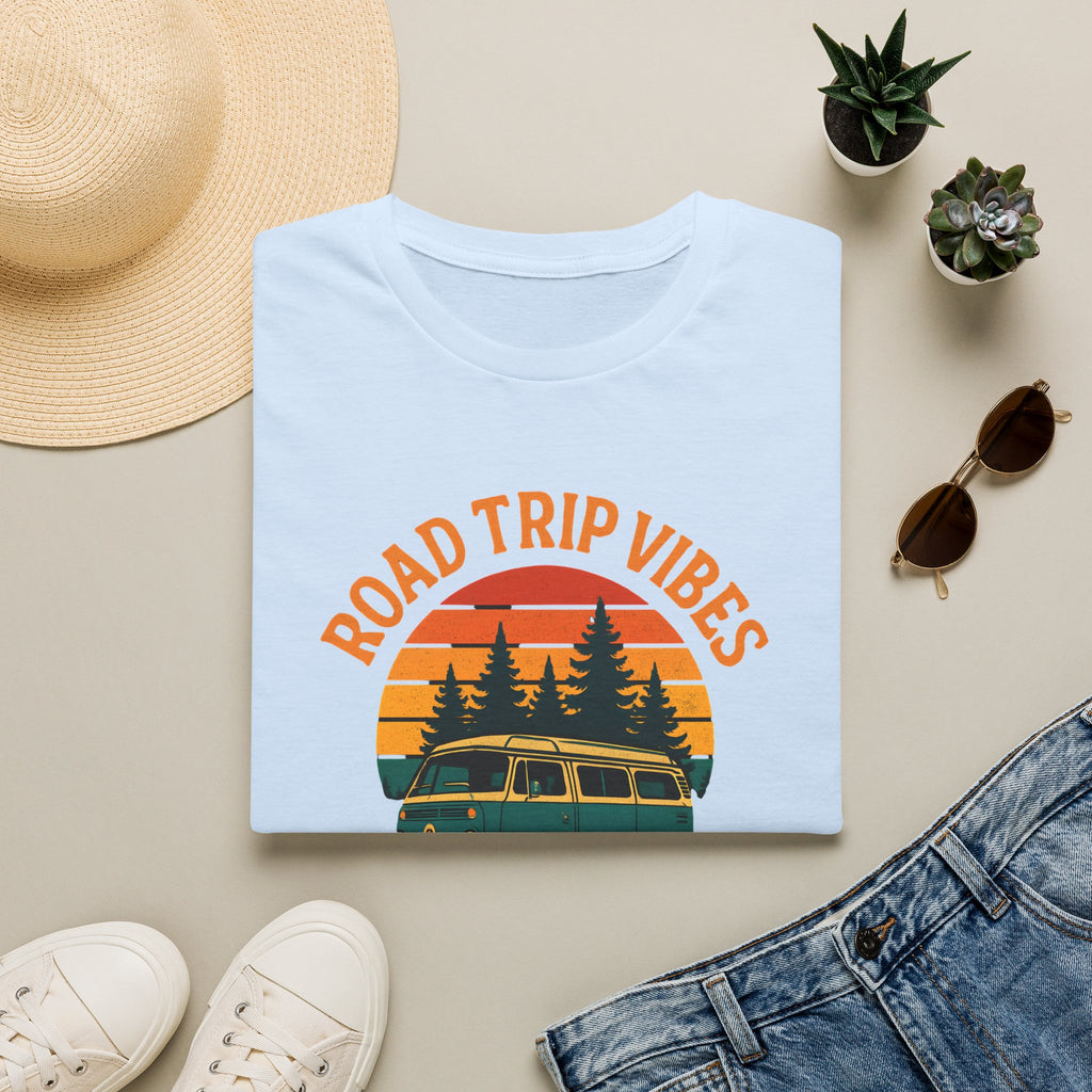 Road Trip Vibes T-Shirt — Retro Van Sunset Graphic