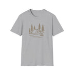 Camping Tent Tee — Minimal Lakeside Campfire Graphic T-Shirt