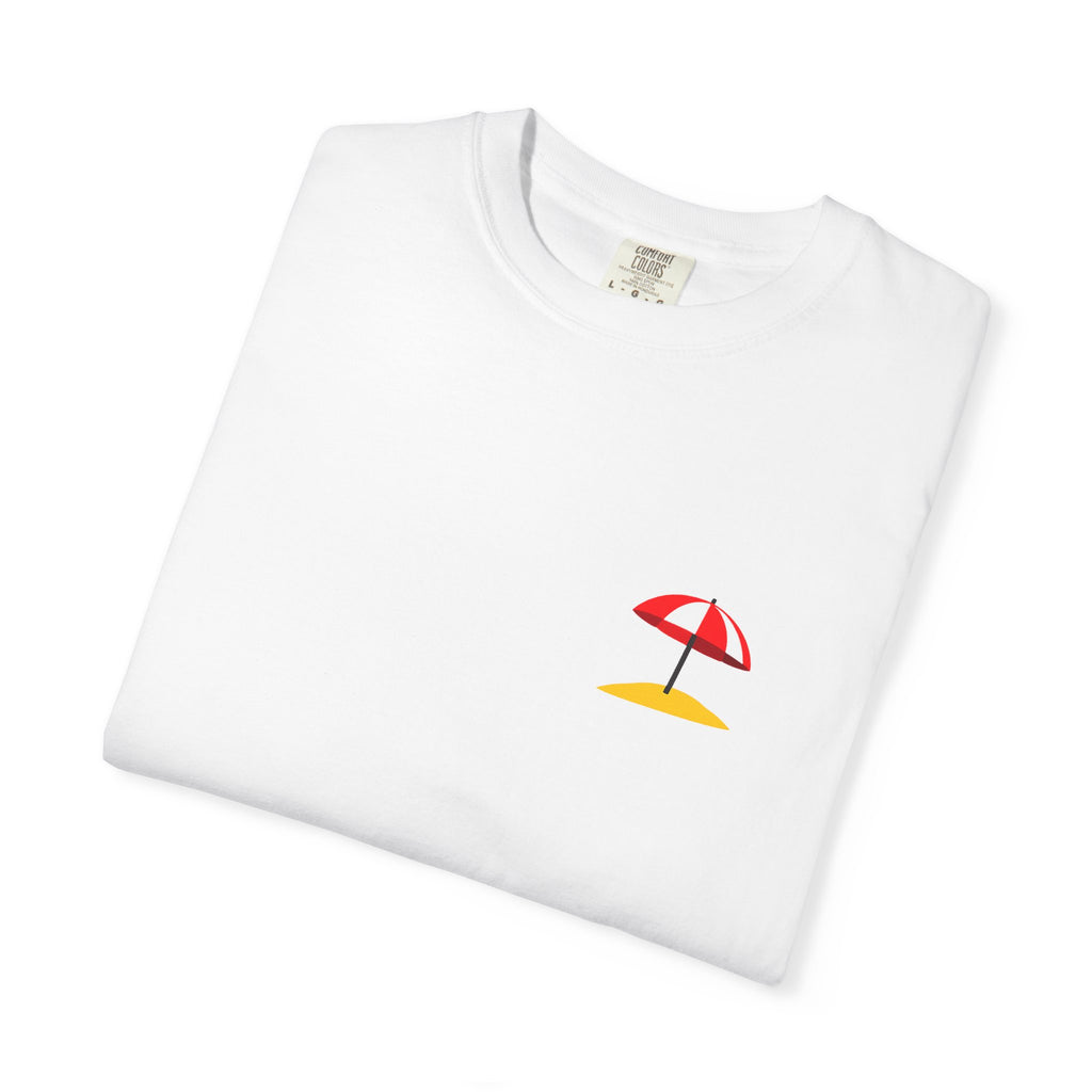 Beach Umbrella Pocket T-Shirt — Minimal Summer Graphic Tee