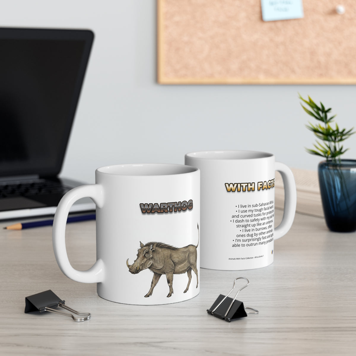 Warthog Coffee Mug – 11oz Ceramic Mug for Animals With Facts Series 1 Gifts