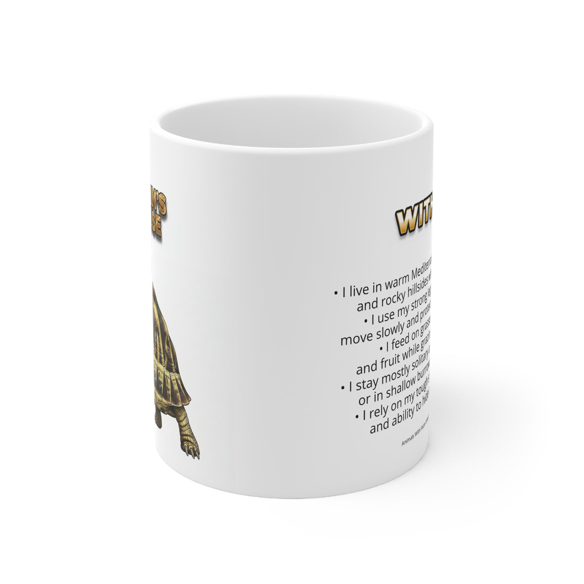 Hermann's Tortoise Coffee Mug – 11oz Ceramic Mug for Animals With Facts Series 3 Gifts