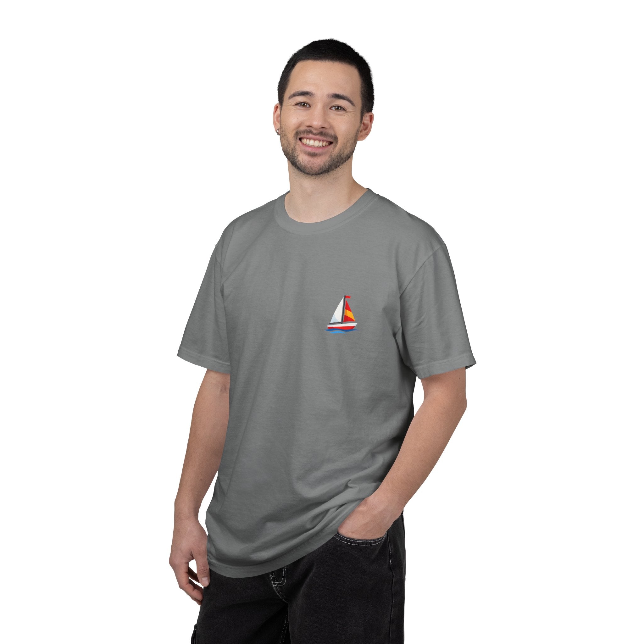 Sailboat Pocket T-Shirt — Colorful Minimal Nautical Tee