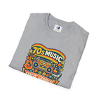 70s Music Retro T-Shirt — "Stayin' Groovy" Vintage Boombox & Floral Tee