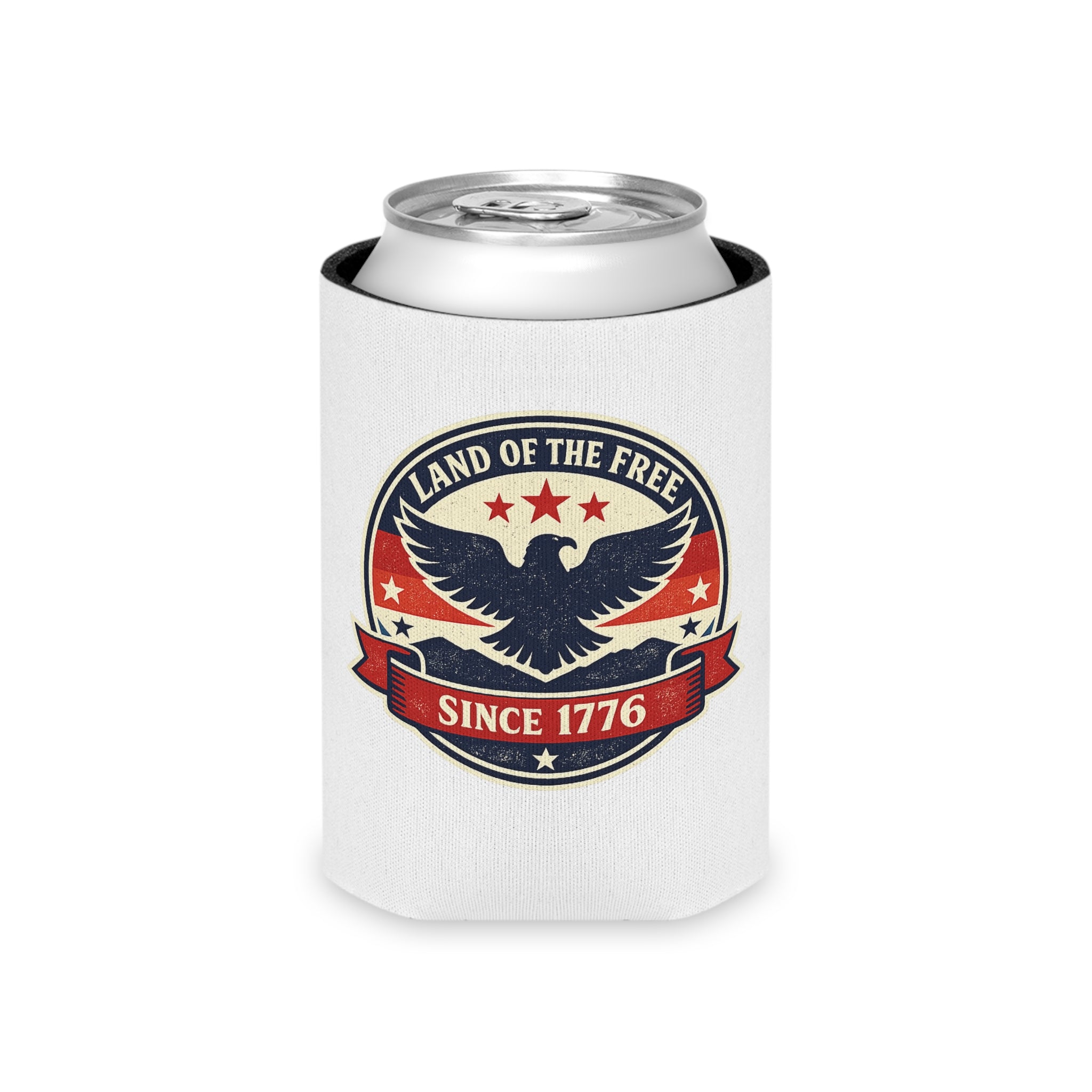 Patriotic Can Cooler - "Land of the Free" 1776 Eagle Beverage Koozie