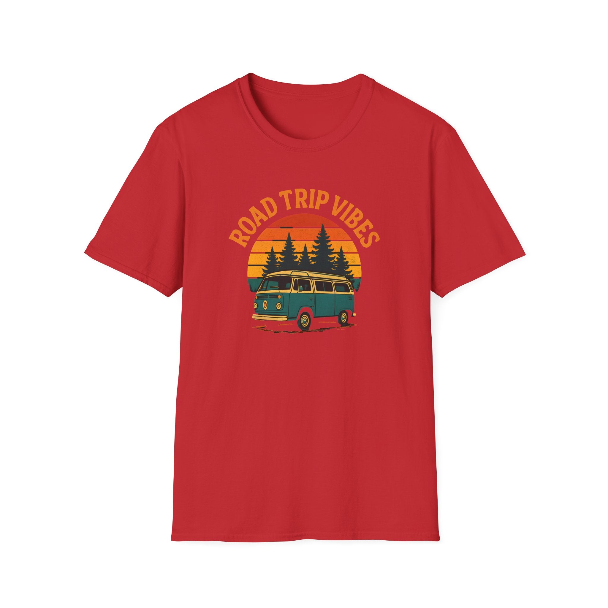 Road Trip Vibes T-Shirt — Retro Van Sunset Graphic