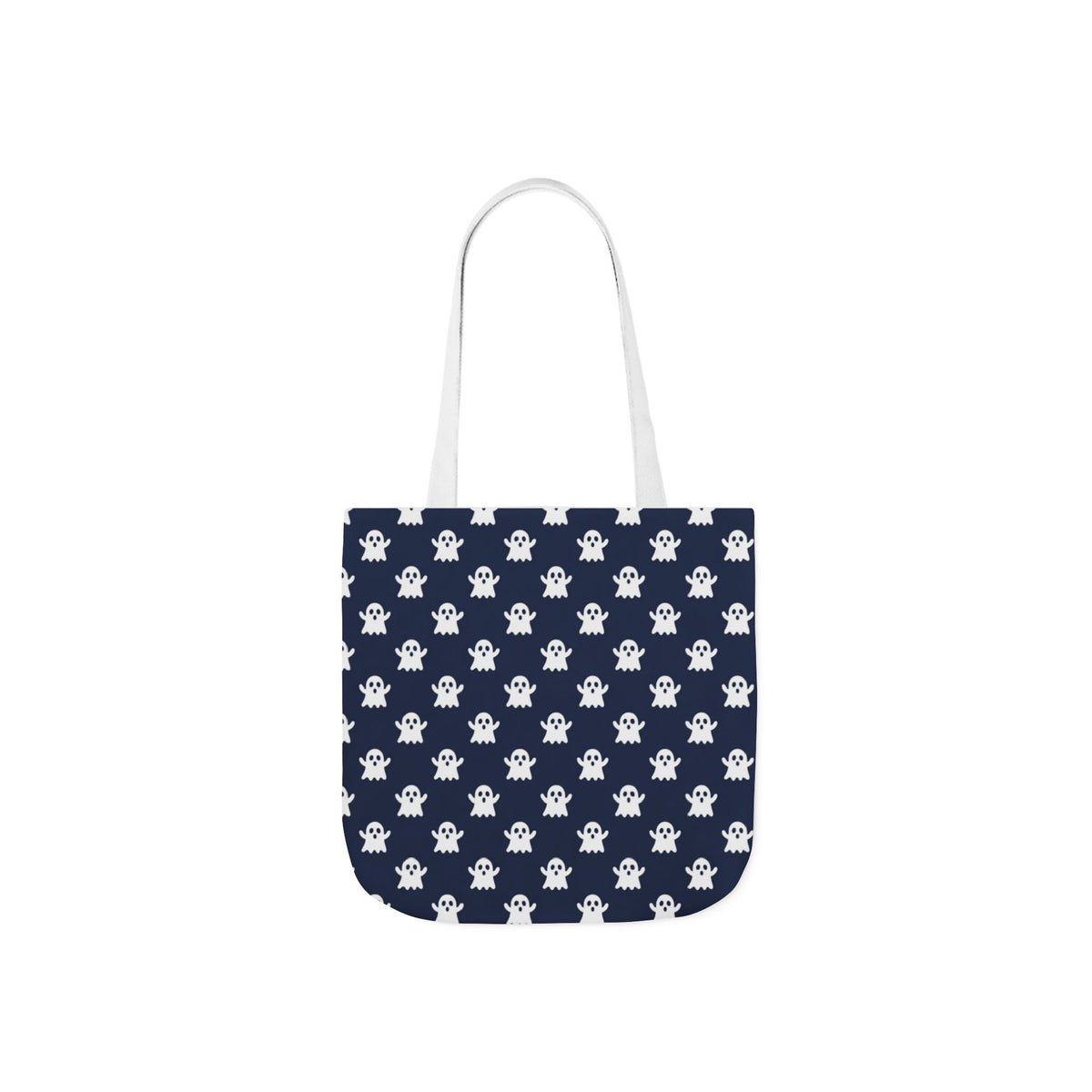 Halloween White Ghost Blue Pattern Canvas Tote Bag