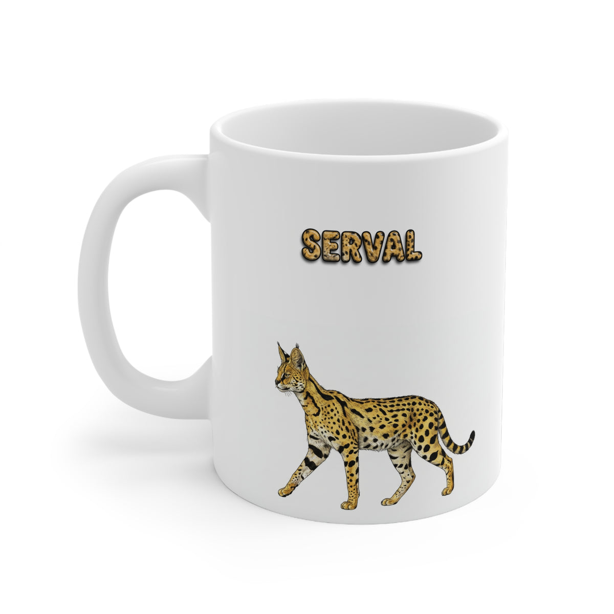 Serval Coffee Mug – 11oz Ceramic Mug for Animals With Facts Series 1 Gifts