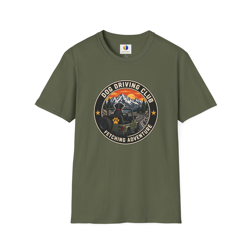 Official Dog Driving Club T‑Shirt — Pawprint Adventure Graphic Tee