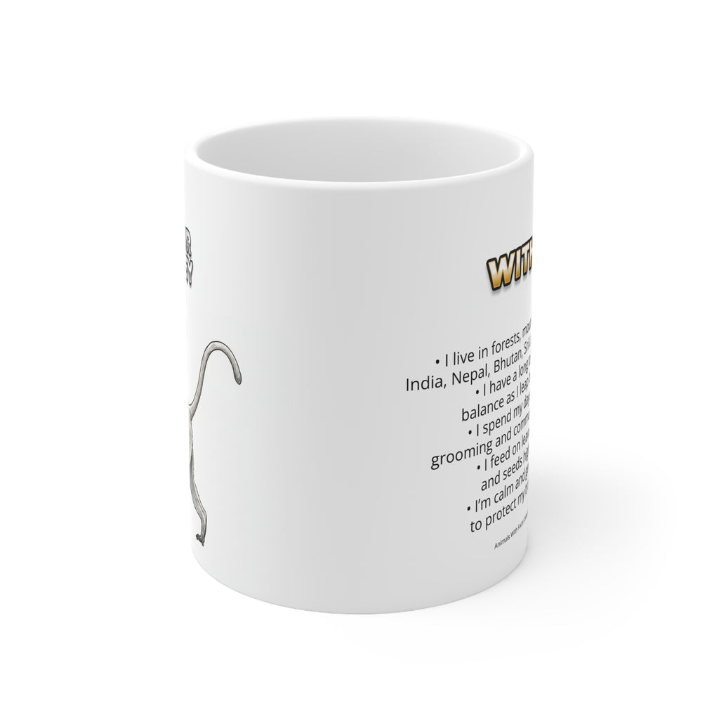 Langur Monkey Coffee Mug – 11oz Ceramic Mug for Animals With Facts Series 2 Gifts