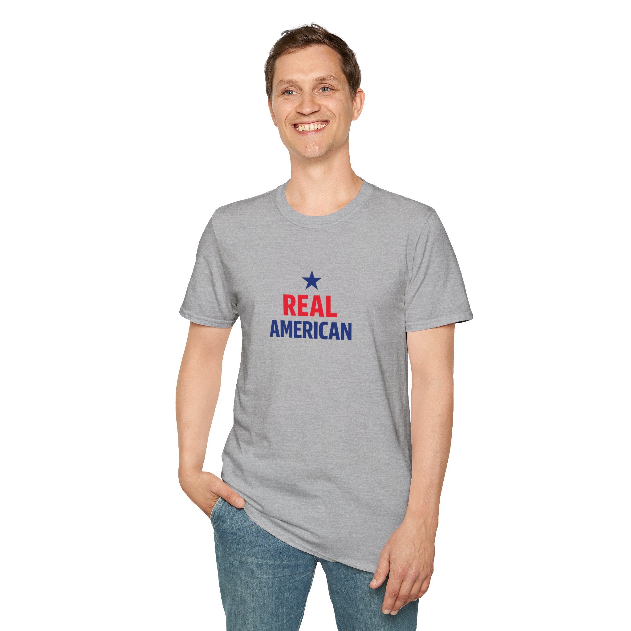 Real American T-Shirt — Patriotic Star Graphic Tee for 4th of July