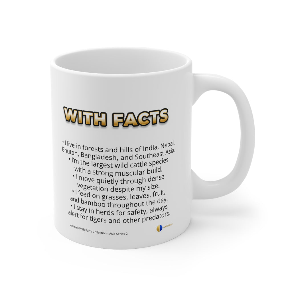 Gaur Coffee Mug – 11oz Ceramic Mug for Animals With Facts Series 2 Gifts