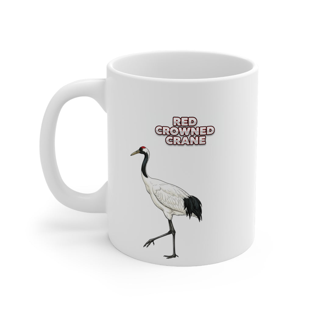 Red Crowned Crane Coffee Mug – 11oz Ceramic Mug for Animals With Facts Series 2 Gifts