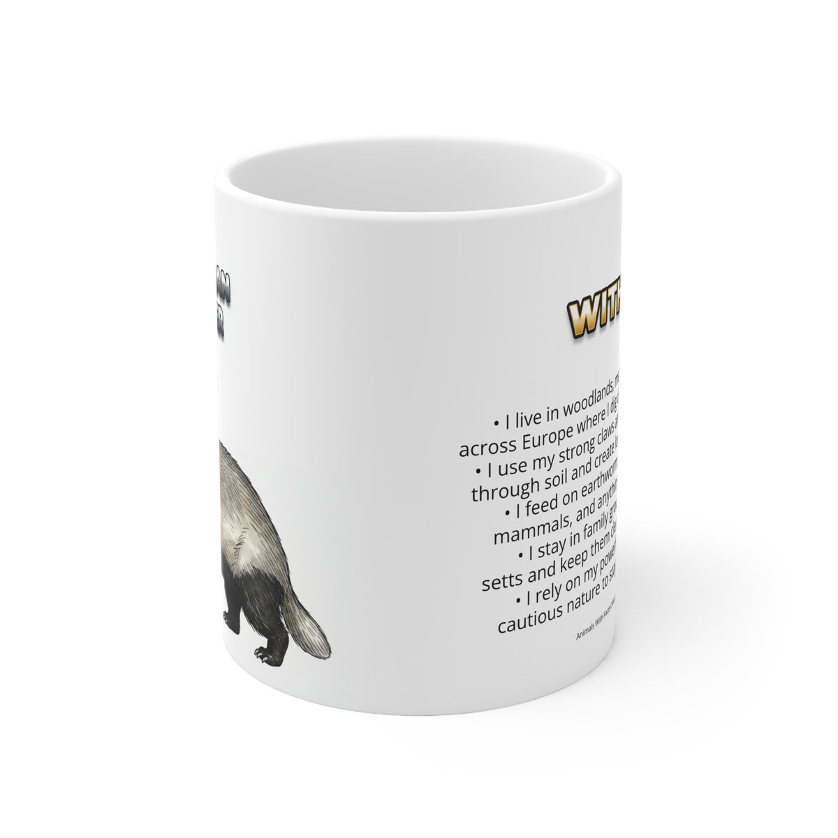European Badger Coffee Mug – 11oz Ceramic Mug for Animals With Facts Series 3 Gifts