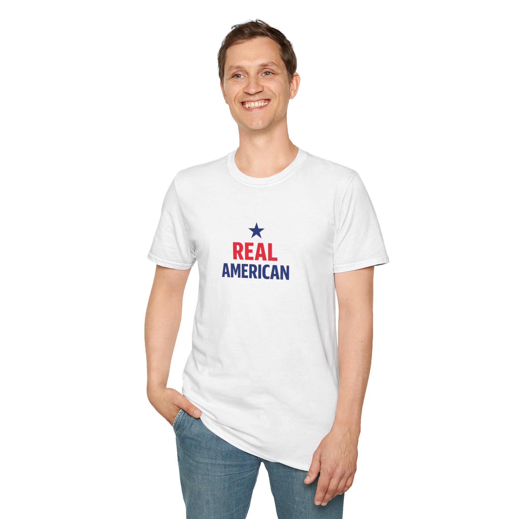 Real American T-Shirt — Patriotic Star Graphic Tee for 4th of July