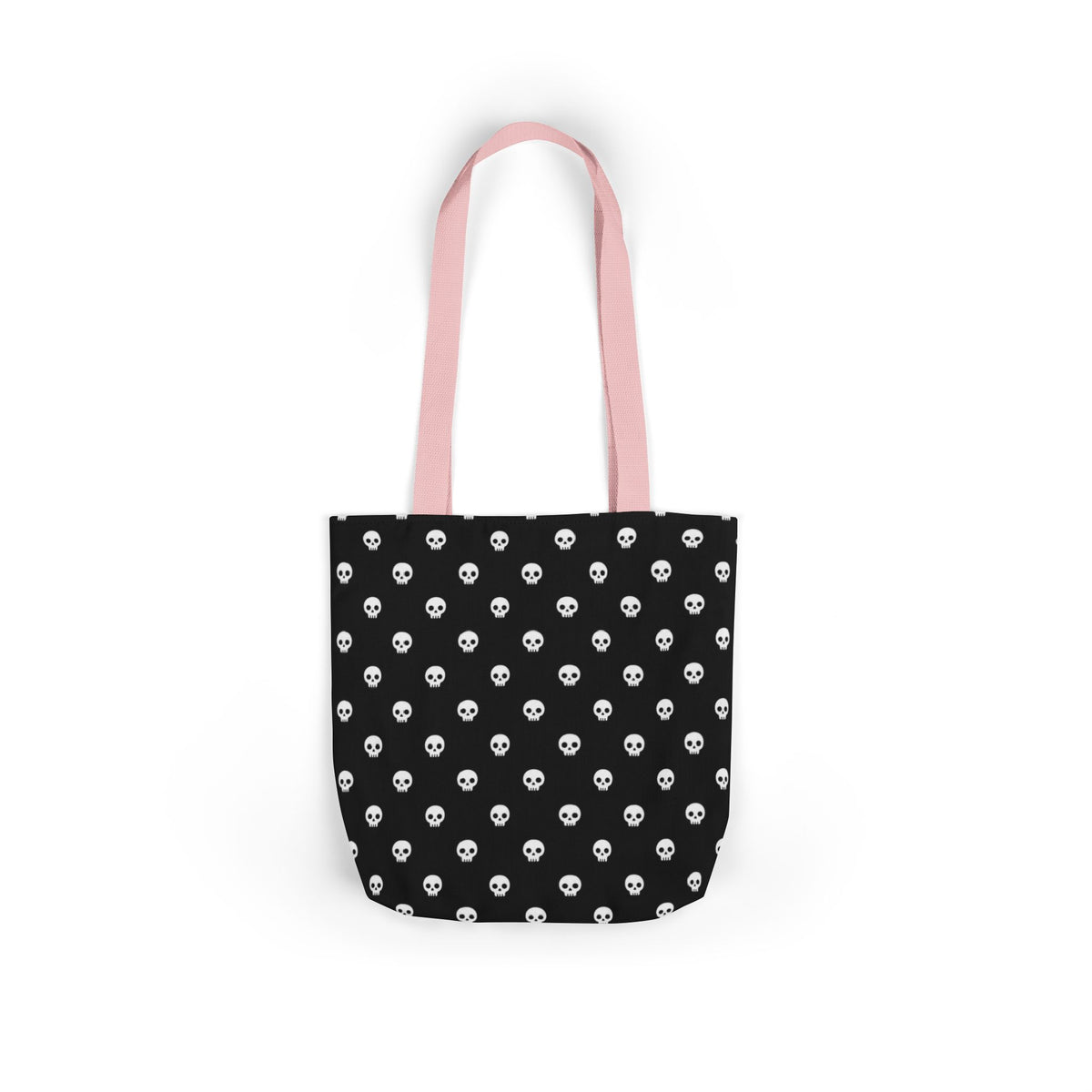 Halloween White Skulls Black Pattern Canvas Tote Bag