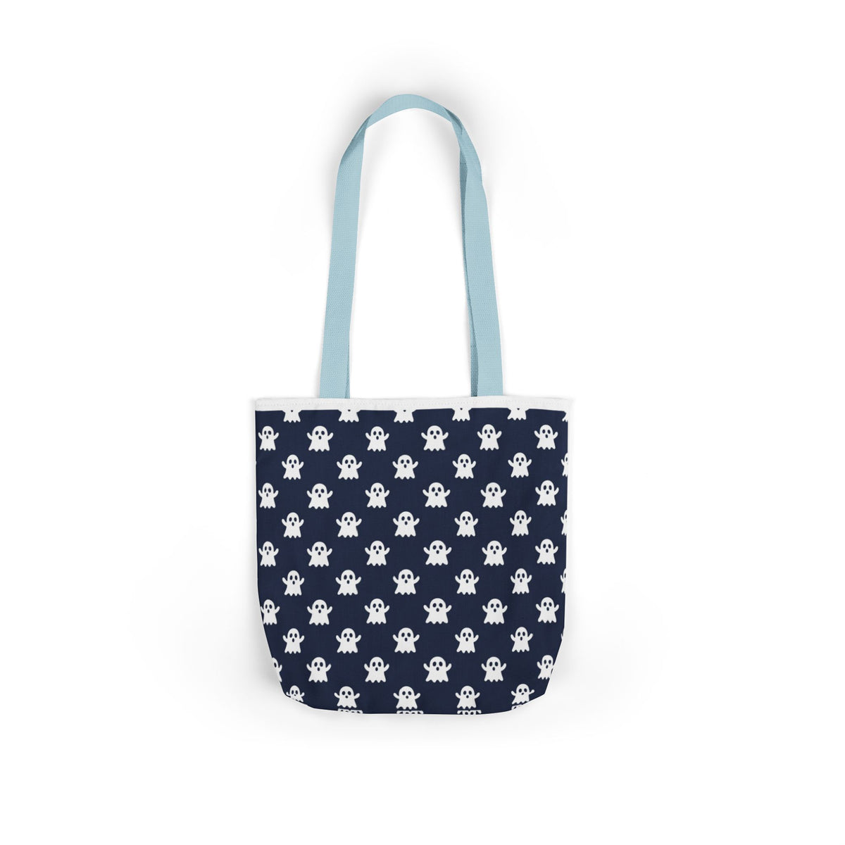 Halloween White Ghost Blue Pattern Canvas Tote Bag