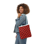 Halloween Spooky Black Cat Red Pattern Canvas Tote Bag
