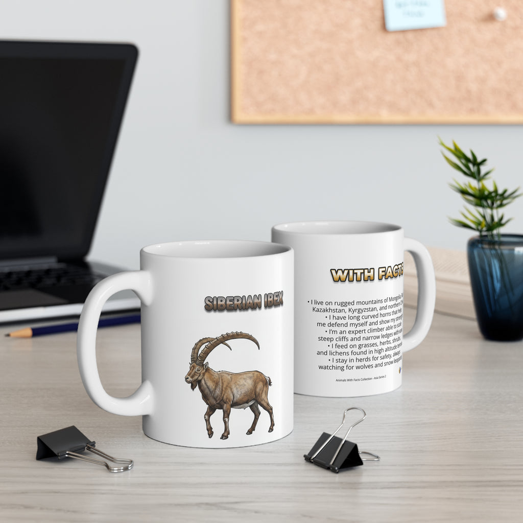 Siberian Ibex Coffee Mug – 11oz Ceramic Mug for Animals With Facts Series 2 Gifts