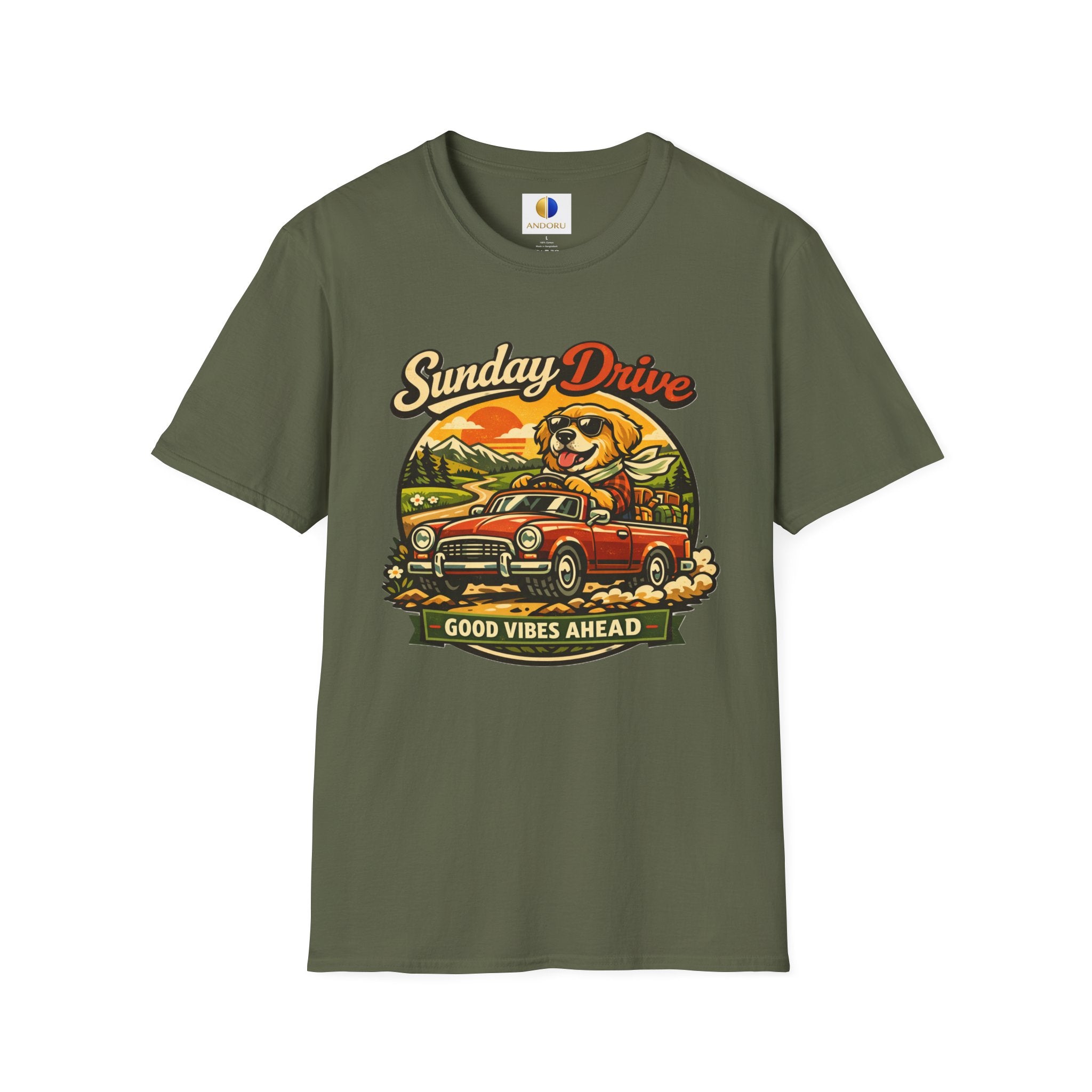 Sunday Drive Tee — Good Vibes Ahead Vintage Road Trip T-Shirt