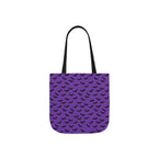 Halloween Purple Black Bat Pattern Canvas Tote Bag