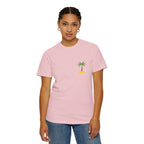 Palm Island Chest Tee — Minimal Tropical Graphic T-Shirt